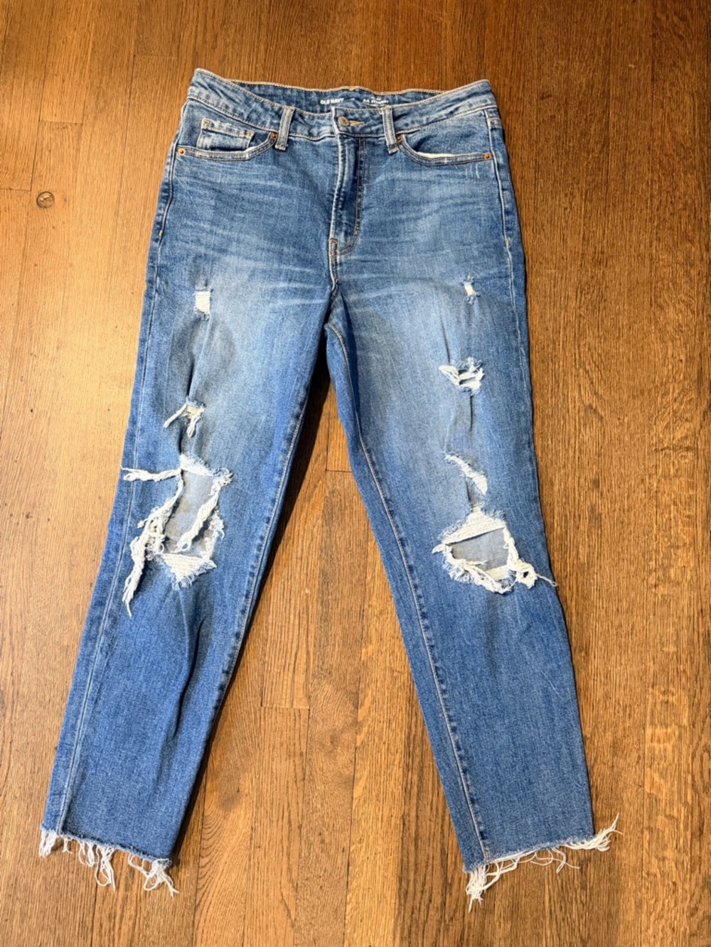 Old Navy Distressed Blue Straight-Leg Jeans